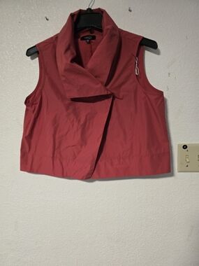 COMFY USA Coral Red Drape Collar Vest NWOT Size S Lagenlook